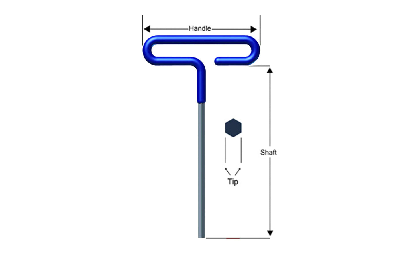 This quality Metric Eklind Cushion Grip Hex T-Key is manufactured using the finest quality alloy steel. Available in 2 mm, 2.5 mm, 3 mm, 4 mm, 5 mm, 6 mm, 8 mm, & 10 mm sizes. 6" length shaft. Hardened, tempered & finished with Eklind black finish to resist rust. Allen T-handle hex key wrench. Made in USA.