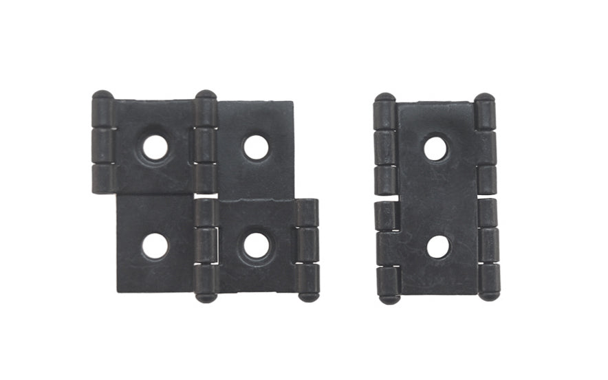Double Action Cabinet Hinges for 3/4" Panels ~ 1-3/4" High. Helps doors to swing both ways, & designed for different types of doors including shoji screens, folding doors, shutters, screens, bar doors, small doors & panels. Steel material with a flat black finish