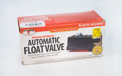 Automatic Float Valve. Universal farm tank watering valves. Converts tanks or barrels into automatic stock waterers. Designed to operate from gravity flow or pressure up to 70 PSI (pounds per square inch). Low priced, very efficient, and reliable. Outer housing is molded of high impact resin. Withstands weather and abuse. Durable molded float. Includes 2 sets of brackets. Compatible with poly and steel tanks.