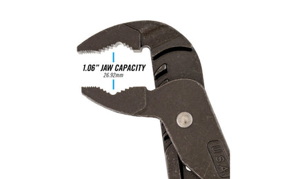 Channellock 6-1/2" Tongue & Groove "GripLock" Plier GL6 has an ergonomically designed offset head that provides more leverage. A special jaw design allows it to grip down on many shapes for added versatility. Channelock Model GL6. Professional non-slip channellocks. adjustable tongue and groove plier. Made in USA.