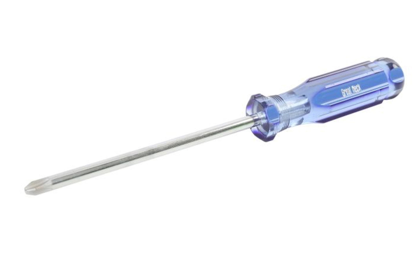 GreatNeck Model A66PC. Great Neck #3 Phillips Screwdriver x 6" Long Blade. Precision Ground Sandblasted Tip for a More Secure Fit. 10-3/4" overall length. Chrome Vanadium Steel for strength & durability. Acetate Handle. Great Neck's A-Series Screwdriver. Made in USA.