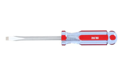 GreatNeck Model A44SC. 1/4" x 4" long blade. Great Neck Slotted Screwdriver. Precision Ground Sandblasted Tip for a More Secure Fit. Square Shank Provides Additional Turning Capabilities. 8" overall length. Chrome Vanadium Steel for strength & durability. Acetate Handle. Great Neck's A-Series Screwdriver. USA