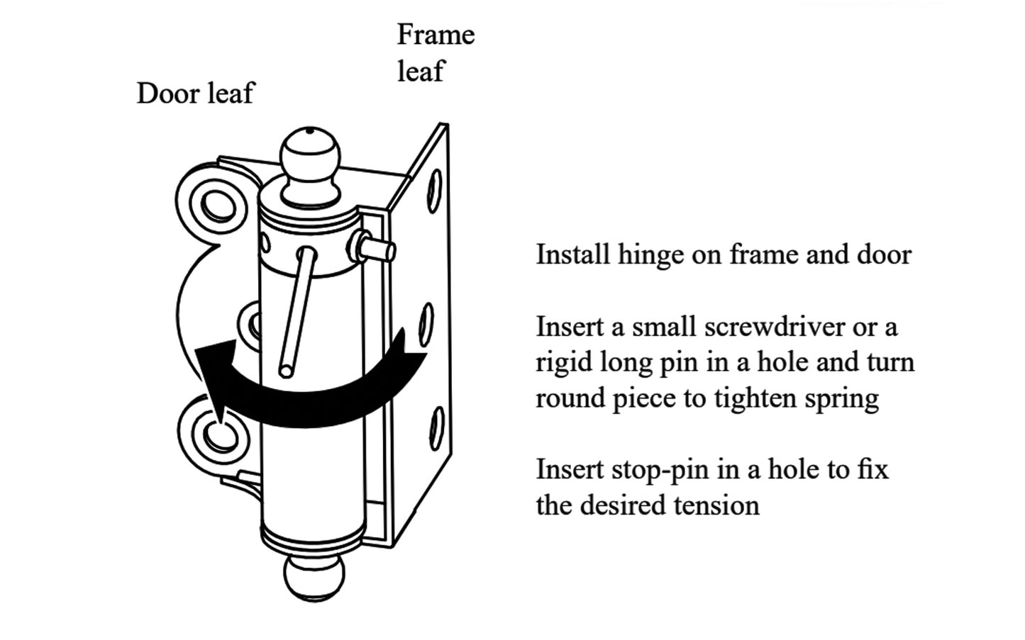 Brass Half Surface Spring Door Hinge with Ball-Tips