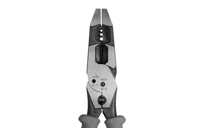 The Klein Tools Hybrid Pliers with Crimper & Wire Stripper can strip, cut, twist, shear & crimp all in the same tool. With full length, induction hardened knives & a high-leverage design, these hybrid pliers provide more cutting power on hard wire. Made in USA. Model J215-8CR.