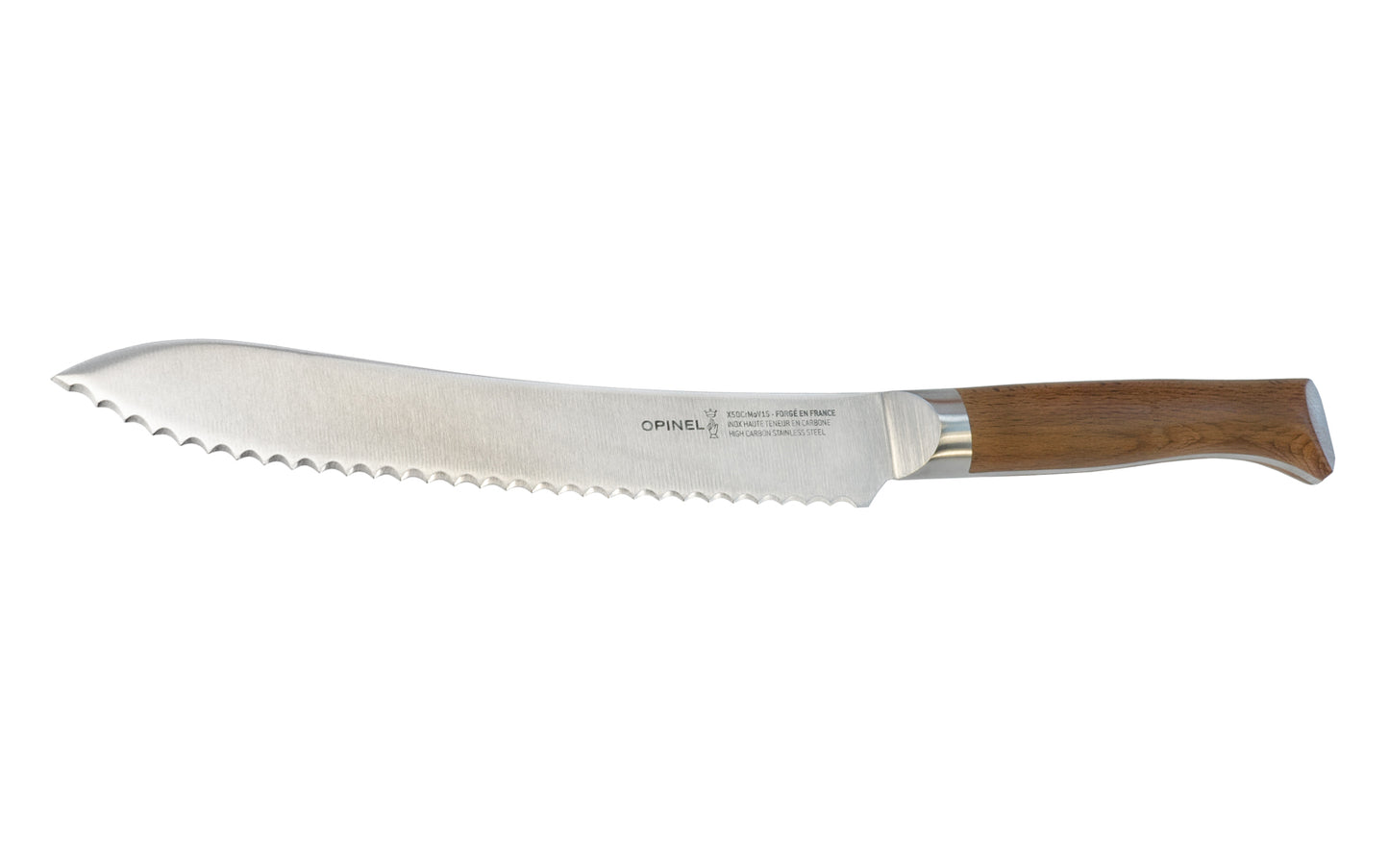 Opinel "Les Forgés" Bread Knife ~ Tough serrated edges for kinds of breads & is great for coarse surfaces & crusts. Slight curve for effective slicing.