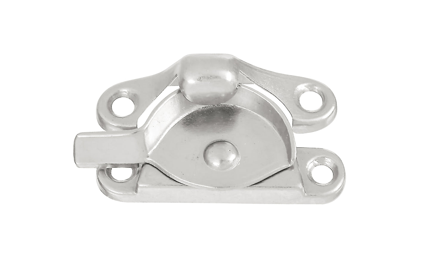 A basic and economy crescent-type window sash lock is designed for double-hung windows. Made of zinc die-cast material with nickel finish. National Hardware Model No. N325-381.