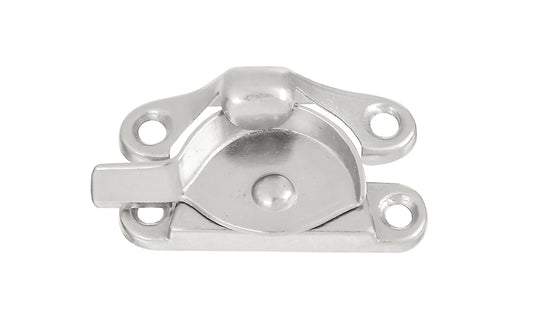 A basic and economy crescent-type window sash lock is designed for double-hung windows. Made of zinc die-cast material with nickel finish. National Hardware Model No. N325-381.