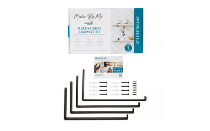 This floating shelf hardware kit set includes 4 shelf brackets, 8 wall anchors and 16 flat head screws. Made with industry-grade steel on trend matte black finish. All mounting hardware included for installation. Can be installed with shelves up to 11-3/8" depth. National Hardware Model No. N900-002.