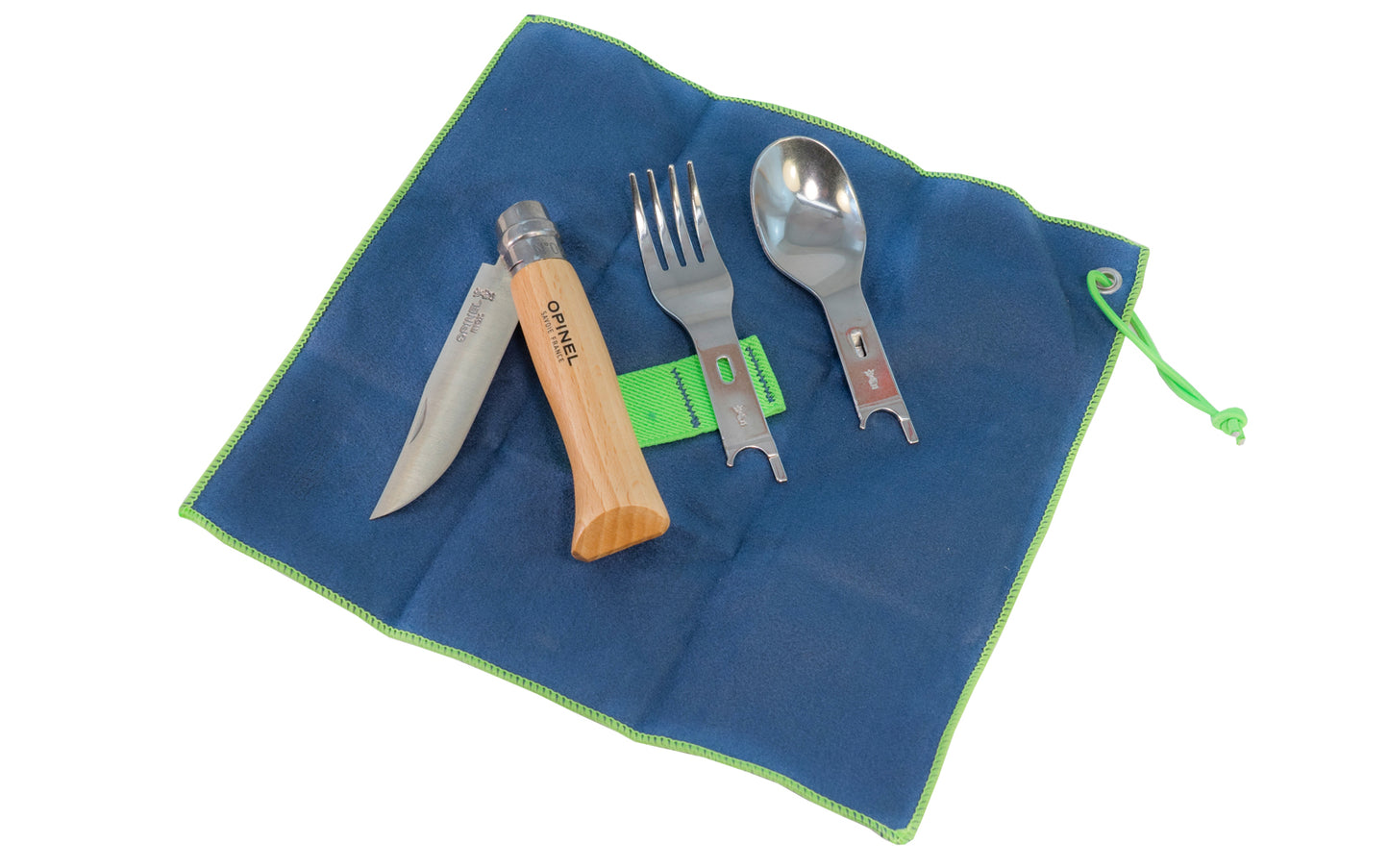 Made in France · Opinel Stainless Steel No. 8 Knife + Picnic Kit. Opinel Stainless Steel No. 8 Knife + Picnic Kit. The Picnic+ cutlery inserts are smart & durable accessories for on the go meals & camp cooking. Perfect for hiking, weekend picnics, or just everyday lunches. Includes fork & spoon inserts to fit in knife.
