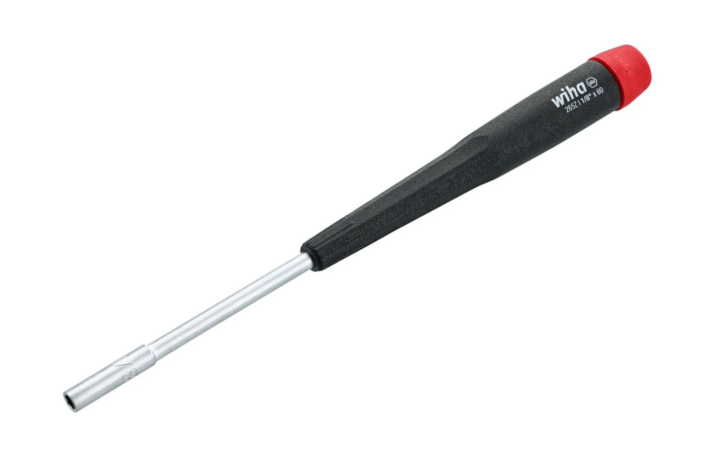 A high quality Wiha precision SAE nut driver screwdriver made out of hardened CRM72 tool steel. The classic precision style screwdriver has a hex profile finger grip for precise torque, a tapered handle, & a smooth-turning cap for rapid rotation.    Made in Germany.