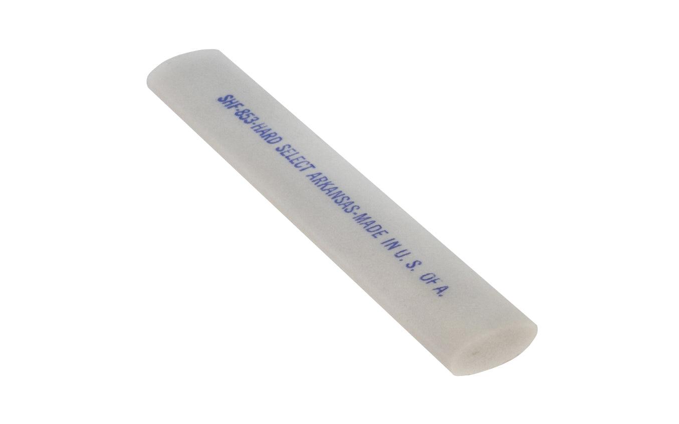 This Norton Hard Select Oval Arkansas Stone is a super-fine stone that is satisfactory for the final edge on woodworking cutting tools & knives. Use a few drops of mineral oil to prevent glazing while sharpening. Grain on stone may vary from stone to stone. No returns based on grain configuration. Norton Model SHF-853.