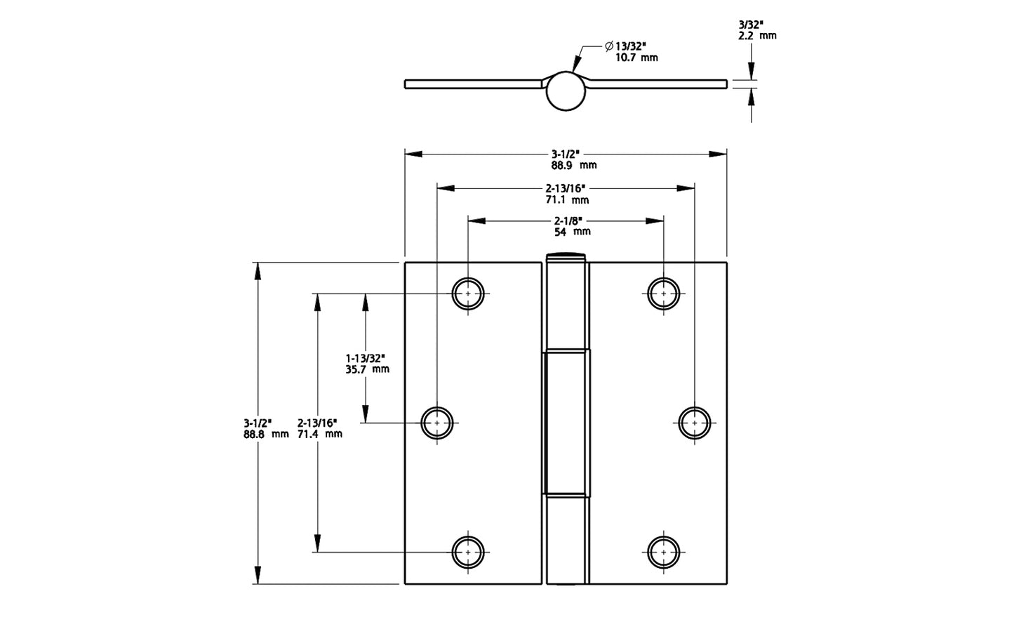 3-1/2" Matte Black "Squeak Guard" Door Hinges