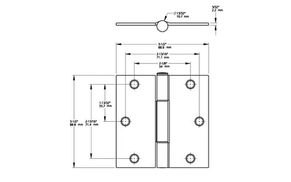 3-1/2" Matte Black "Squeak Guard" Door Hinges