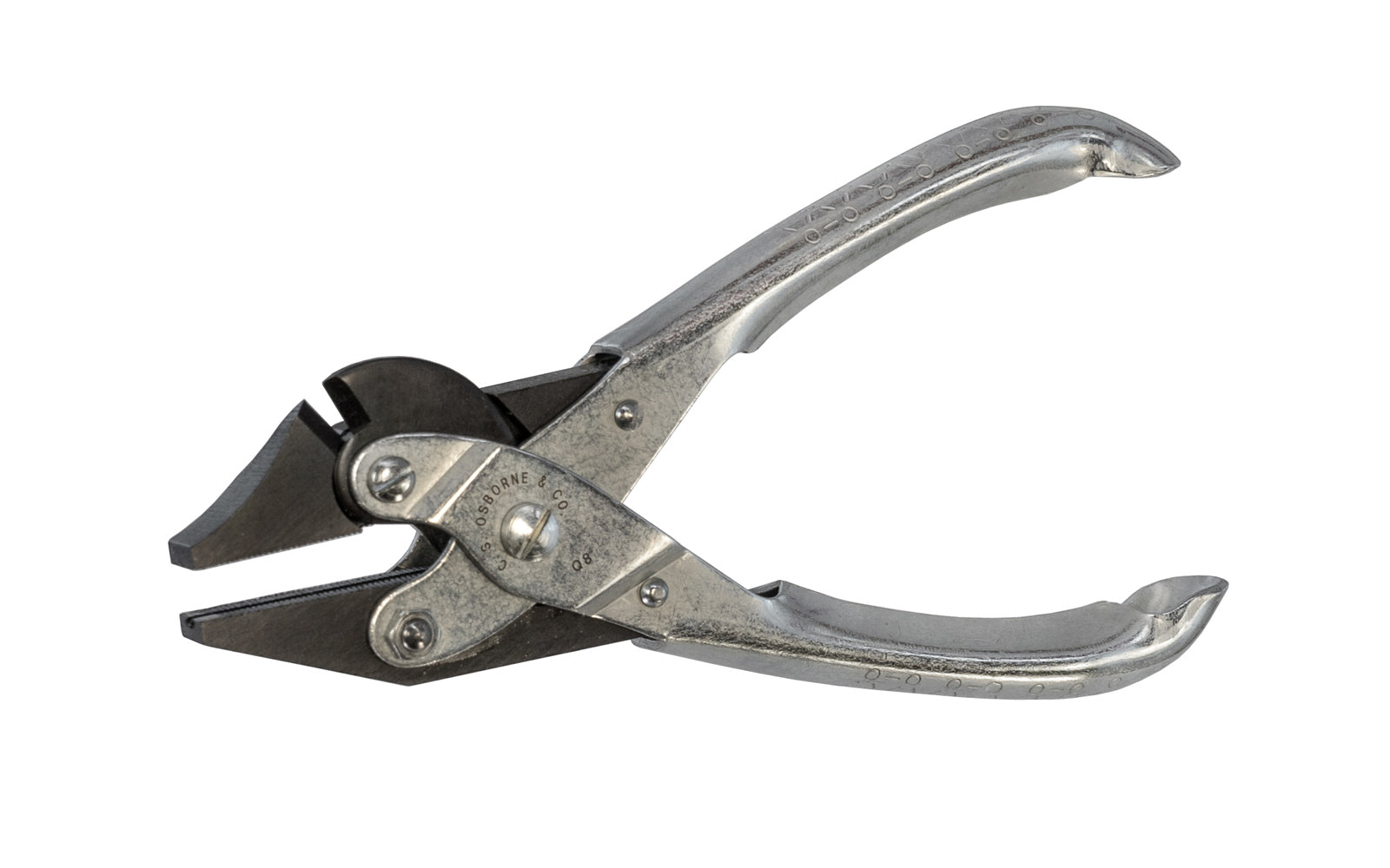 CS Osborne Parallel Action Side Cutting Pliers with Serrated Jaws. Plier remain parallel throughout their range of movement for an even parallel squeeze. Model 495.