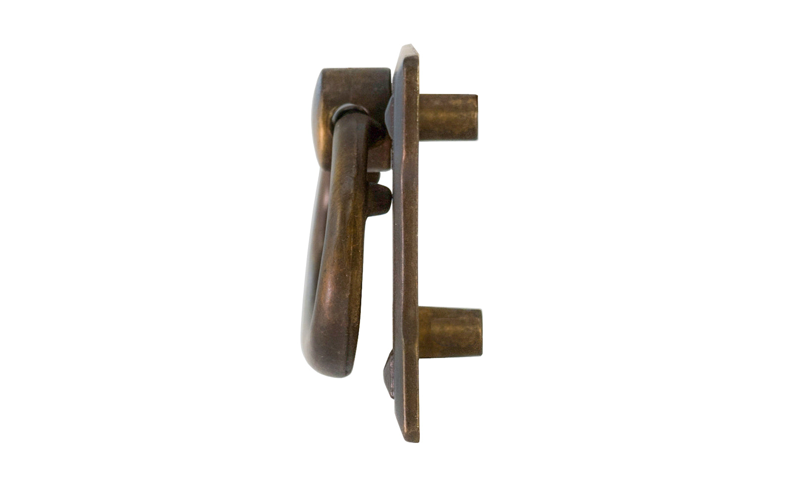 Vintage-style Hardware · Mission-Style Drop Pull ~ Smaller Size designed in the Mission / Arts & Crafts style of hardware. 1-3/4" high x 2-3/4" wide plate size. 