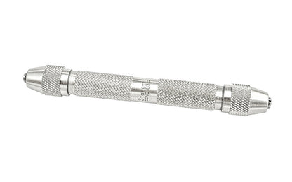 Starrett 165 Double-End Pin Vise. This Starrett 165 pin vises is useful for securely holding small stock, taps, drills, reamers, scribers, wire, small files, & other tools. The jaws are hardened & with a few turns of the binding nut, a firm grip may be obtained.  Made in USA.