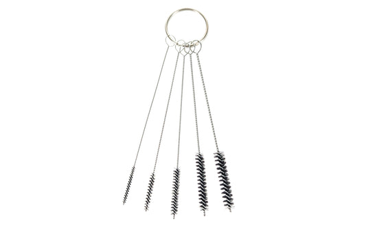 5-PC Mini Cleaning Brush Set. This 5-piece mini cleaning brush set with nylon bristles comes in various sizes, making it versatile for different small household and hobby projects. It's particularly useful for cleaning hard-to-reach spaces. Made by SE.
