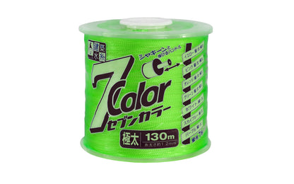 1.2 mm Layout String Line 'Jet Line' ~ Fluorescent Green. Jetline made by Takumi Mizuito. Extra thin line (0.0472") of twisted nylon material. This thin line stays very taut. Great for use when measuring, use with a line level, or general layout work. Highly visible fluorescent green color. long roll (130 m).