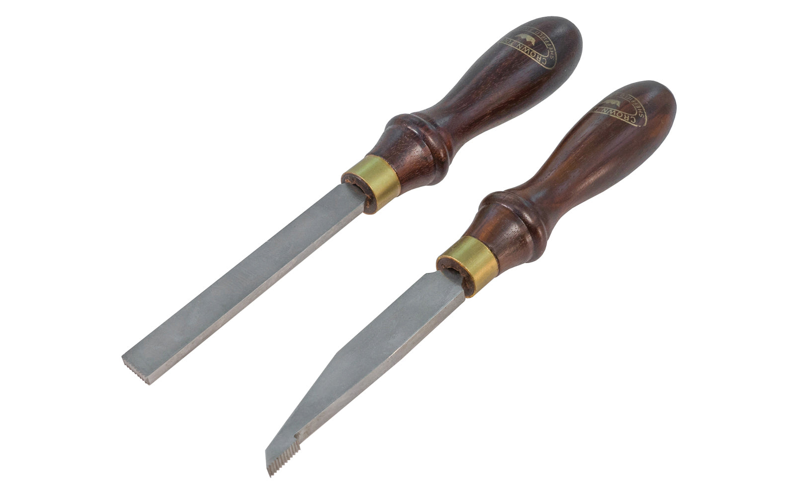 Crown Tools Thread Chasers with 20 TPI. These unique thread maker/ chaser tools were developed with the help of 'Bill Jones' and come with a full instructional brochure. Model TC20. Wood lathe tools.  Made in Sheffield, England.