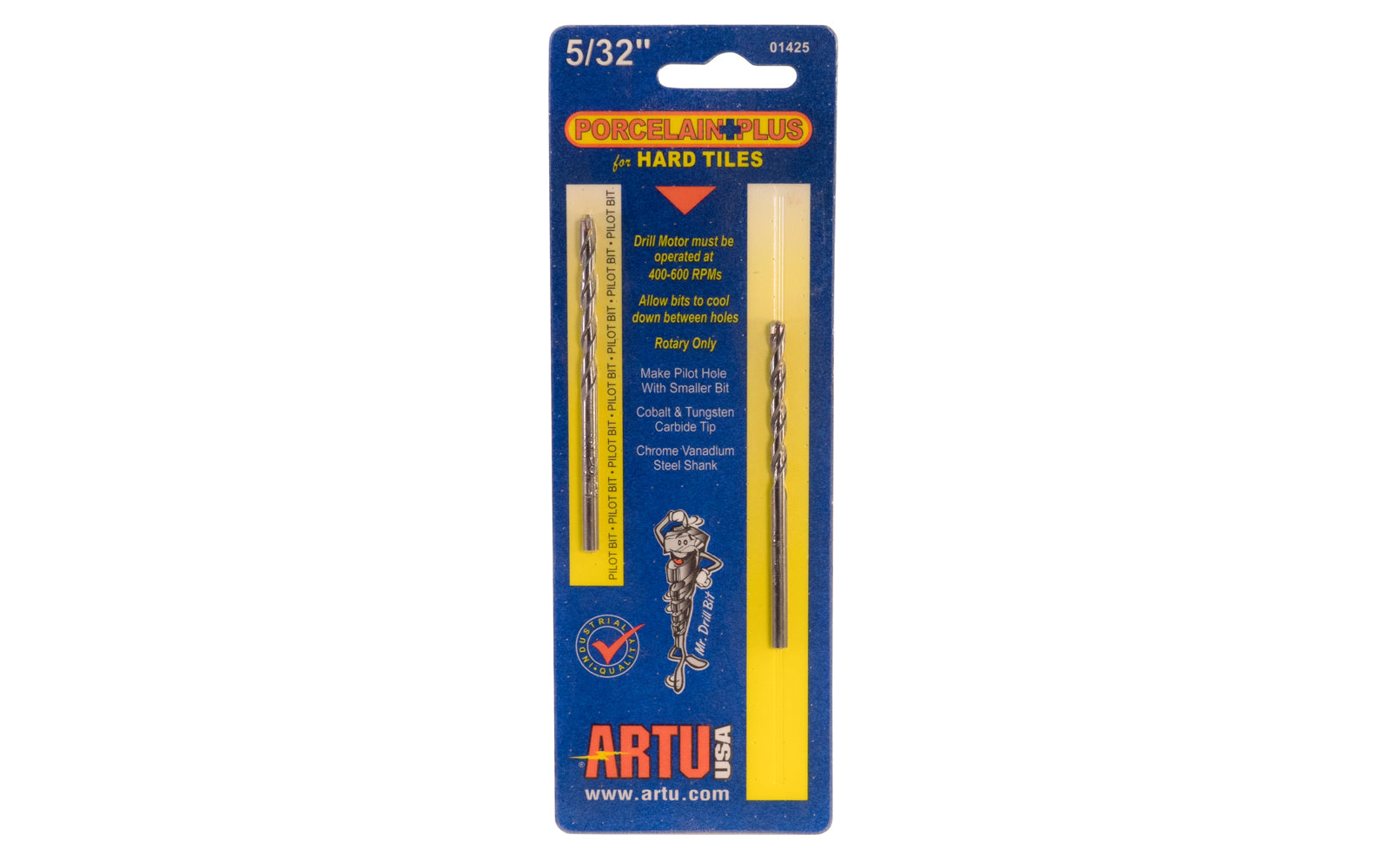 Artu 5/32" Tile Bits - 2 Pack. 5/32" diameter. Model 01425.