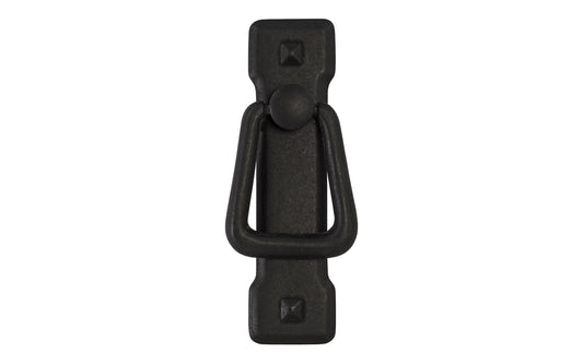 Vintage-style Hardware · Mission-Style Vertical Drop Pull designed in the Mission / Arts & Crafts style of hardware. 3-3/4" high x 1" wide plate size. Distressed Black finish.