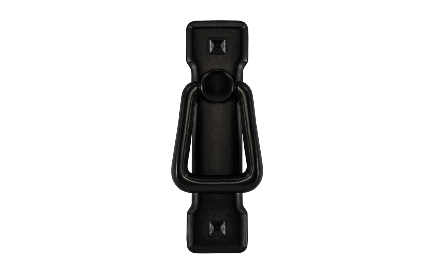Vintage-style Hardware · Mission-Style Vertical Drop Pull designed in the Mission / Arts & Crafts style of hardware. 3-3/4" high x 1" wide plate size. Flat Black finish.