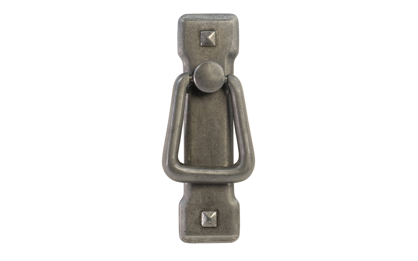 Vintage-style Hardware · Mission-Style Vertical Drop Pull designed in the Mission / Arts & Crafts style of hardware. 3-3/4" high x 1" wide plate size. Pewter finish.