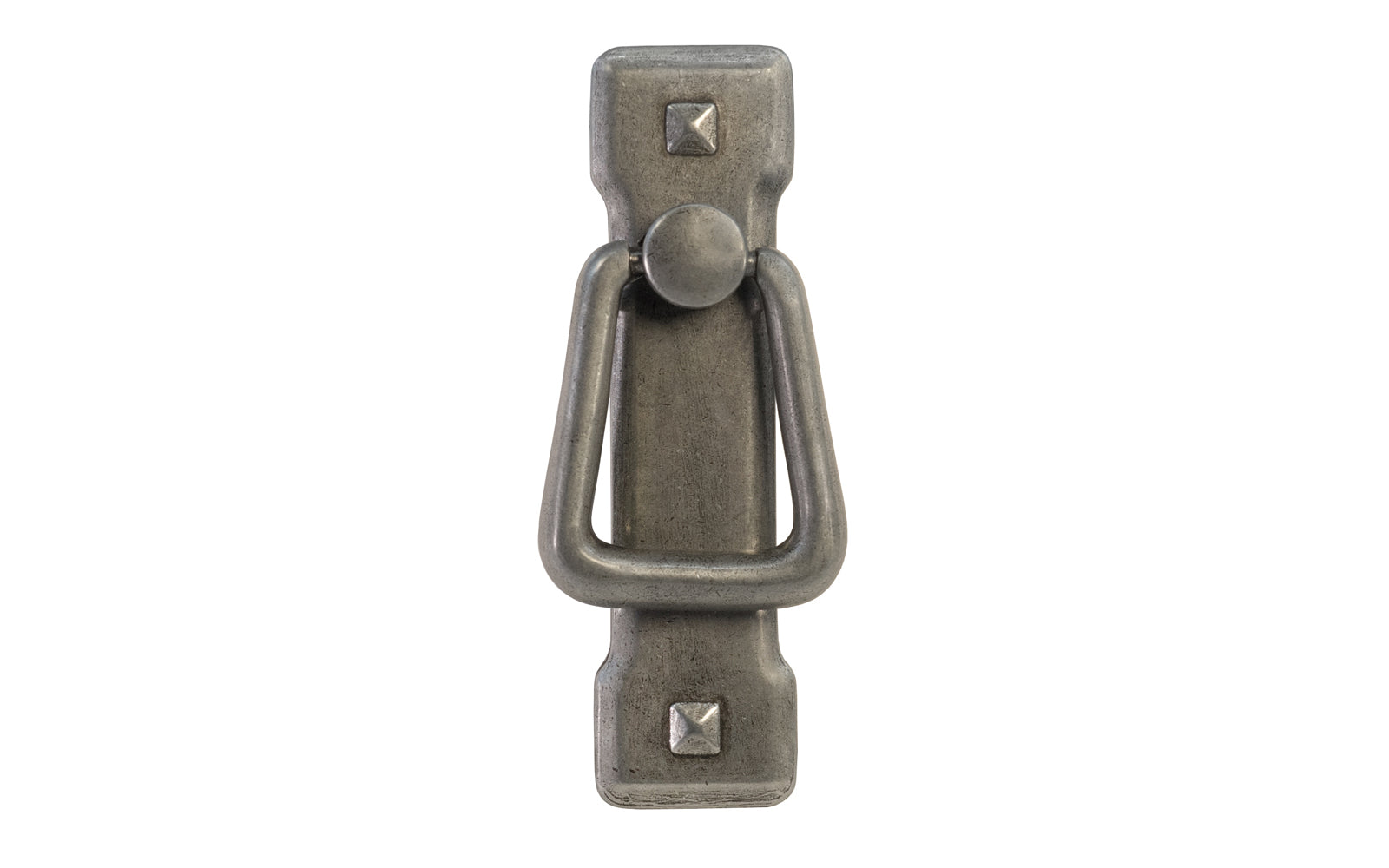 Vintage-style Hardware · Mission-Style Vertical Drop Pull designed in the Mission / Arts & Crafts style of hardware. 3-3/4" high x 1" wide plate size. Pewter finish.