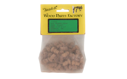 Mini Walnut Draw Pulls/Knobs - 100 Pack. 9/16" Diameter x 3/4" Length.  Made by Wood Parts Factory "Dowl-It". Model 63191