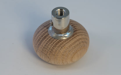Single Oak Doorknob with Solid Brass Nickel Base - USED
