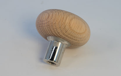 Single Oak Doorknob with Solid Brass Nickel Base - USED