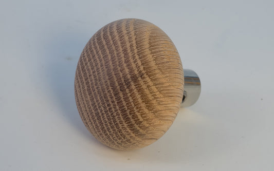 Single Oak Doorknob with Solid Brass Nickel Base - USED