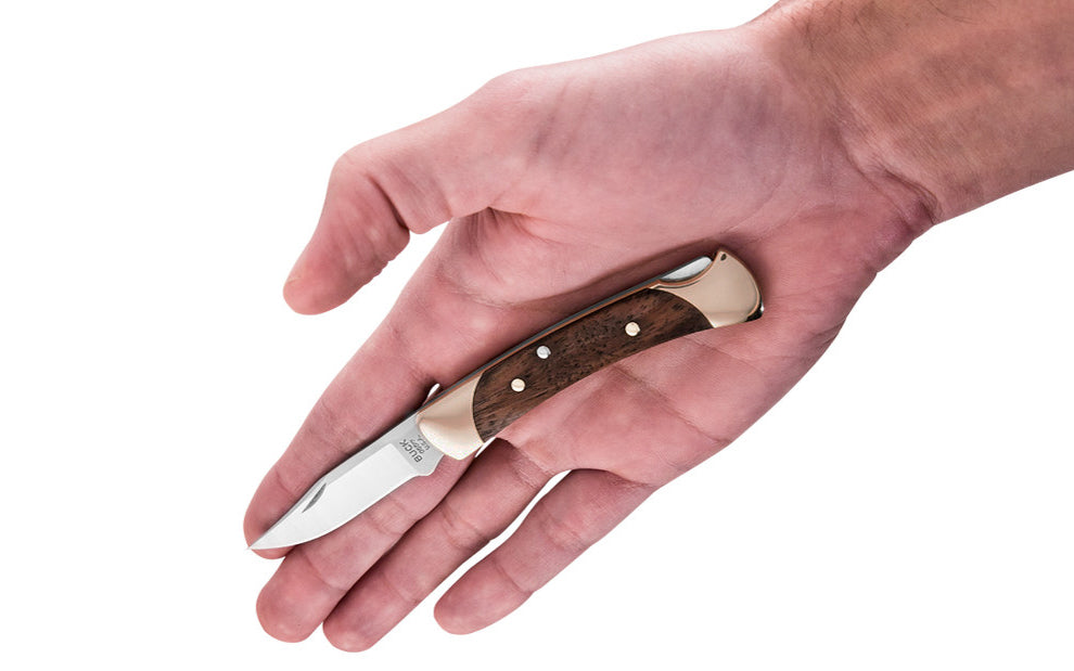 Buck Knives The 55 Folding Knife is a classic & traditional pocket knife favorite. Classic, compact, & the perfect everyday carry. Nail notch & lockback design make it easy to open & close. Solid brass bolsters with a handsome Ebony hardwood handle. Foldable locking blade. Model 0055BRS-B. 033753056840. Made in USA