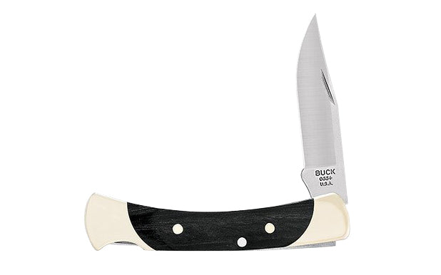 Buck Knives The 55 Folding Knife is a classic & traditional pocket knife favorite. Classic, compact, & the perfect everyday carry. Nail notch & lockback design make it easy to open & close. Solid brass bolsters with a handsome Ebony hardwood handle. Foldable locking blade. Model 0055BRS-B. 033753056840. Made in USA