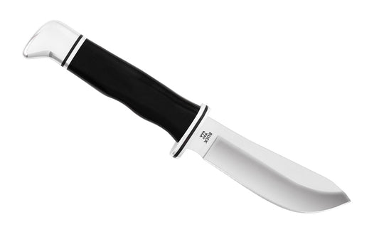 The classic Buck Knives 103 Skinner Fixed Blade Knife is classic, heavy duty skinning knife. The fixed blade was designed for easily skinning game. The tip is narrow, while the curved belly aids in getting through thick layers.  Includes a genuine black leather sheath.   Made in USA. Model 0103BKS-B. 033753026591