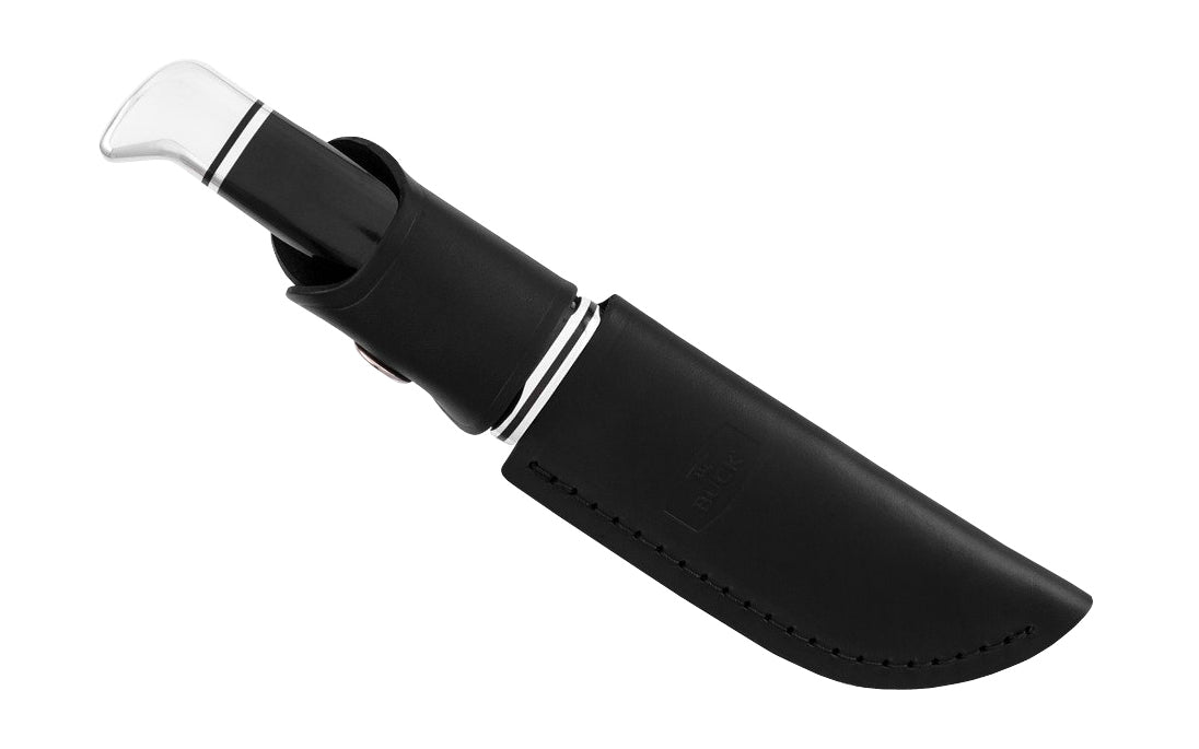 The classic Buck Knives 103 Skinner Fixed Blade Knife is classic, heavy duty skinning knife. The fixed blade was designed for easily skinning game. The tip is narrow, while the curved belly aids in getting through thick layers.  Includes a genuine black leather sheath.   Made in USA. Model 0103BKS-B. 033753026591