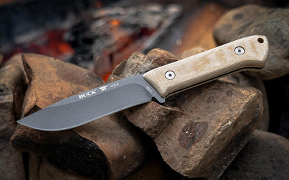 104 Compadre Camp knife is the perfect camping knife. Designed & engineered to handle all your outdoor needs from preparing tinder to meal prep. The full tang 5160 spring steel goes throughout the entire 9 1/2”overall length knife. Genuine leather sheath with loop attachment. Made in USA. Model 0104BRS1-B. 