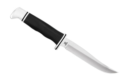 Buck Knives 105 Pathfinder Knife & Sheath Fixed Blade with Handle is classic, all-purpose & heavy duty. Perfect for general outdoor use. Full tang construction, a finger guard integrated into the blade, thumb grip ridges & choil help make this knife one of the best for the serious hunter. Model 0105BKS-B. 033753025358