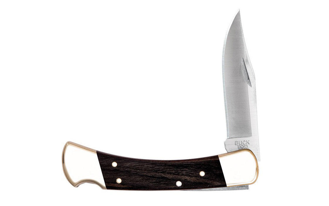 Buck Knives 110 Folding Hunter Knife & Leather Sheath ~ Model No. 0110BRS - Made in USA