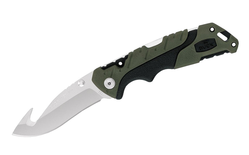 Buck Knives 660 Pursuit, Large Folding Knife with Guthook is a multi-purpose hunting knife, the Pursuit series fills the need for a mid-range hunting knife designed from the beginner to the experienced, serious hunter. Includes a polyester sheath. 3-5/8" long blade. Model 0660GRS-B. 033753151583
