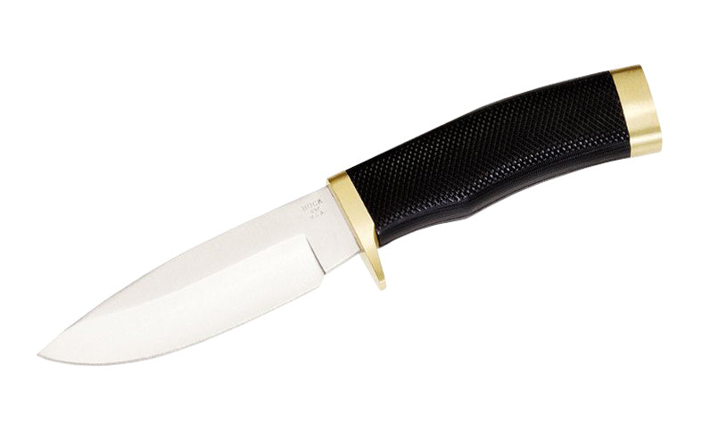 This Vanguard Fixed Blade Knife & Leather Sheath with Textured Rubber Handle from Buck Knives is a classic & is made for field work & big game hunters. Drop point blade is made from industry standard 420HC stainless steel blade for supreme edge retention. Model 0692BKS-B. 033753026157