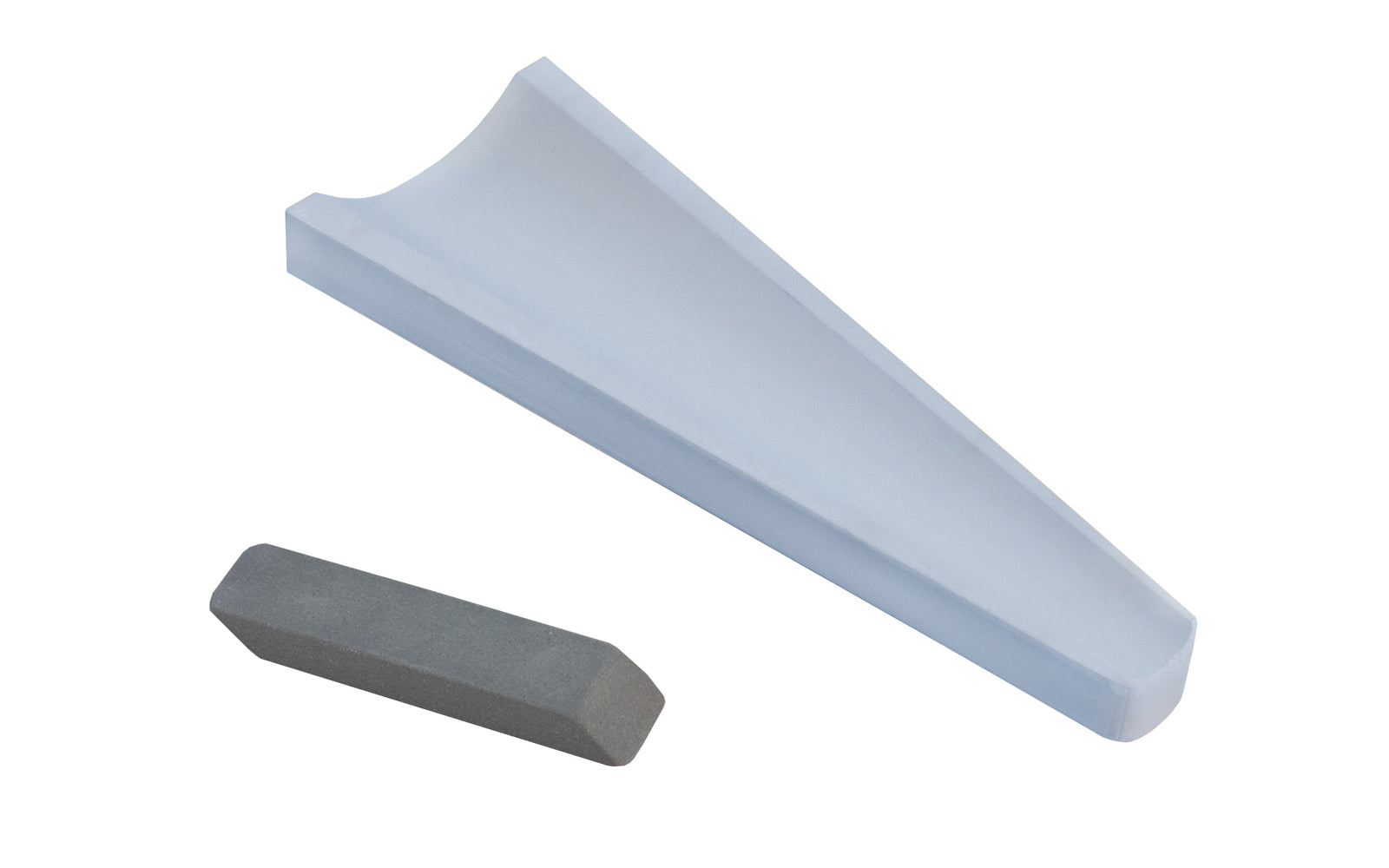 Japanese Suehiro Gouge Whetstone - 1000 Grit. Tapered whetstone is designed to sharpen implements from gouging tools to carving knives. Designed for rounded blades of various sizes. Tapered Japanese Waterstone. Model 2HS-2. 4966684065512. Made in Japan. Medium grit. Includes an eraser for removing grime