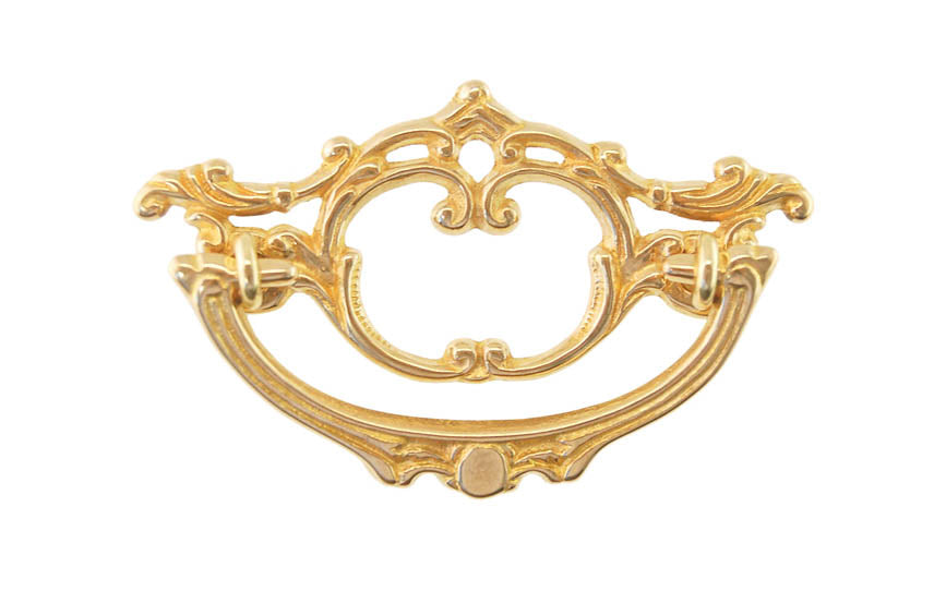 Solid Brass Victorian Drop Pull ~ 3" On Centers - Non-Lacquered Brass (will patina over time)