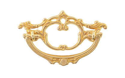 Solid Brass Victorian Drop Pull ~ 3" On Centers - Non-Lacquered Brass (will patina over time)