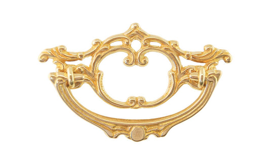 Solid Brass Victorian Drop Pull ~ 3" On Centers - Non-Lacquered Brass (will patina over time)