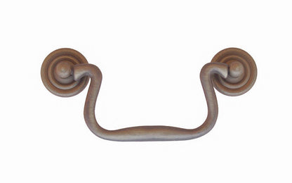 Solid Brass Colonial-Style Drop Pull ~ 4" On Centers ~ Antique Brass Finish