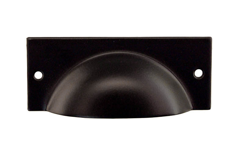 Satin Black Finish on Steel Rectangular Bin Pull ~ 3-1/4" On Centers