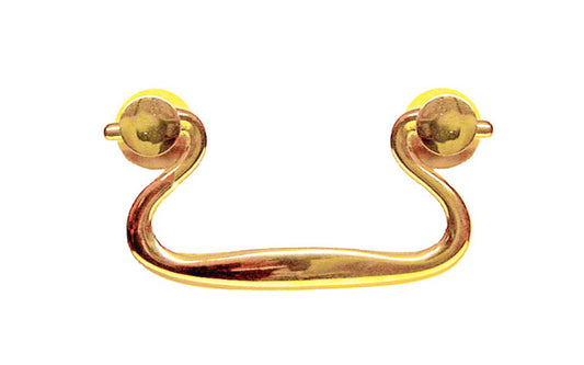 Solid Brass Drop Pull With Contoured Flat Handle ~ 2-1/2" On Centers ~ Non-Lacquered Brass (will patina over time)