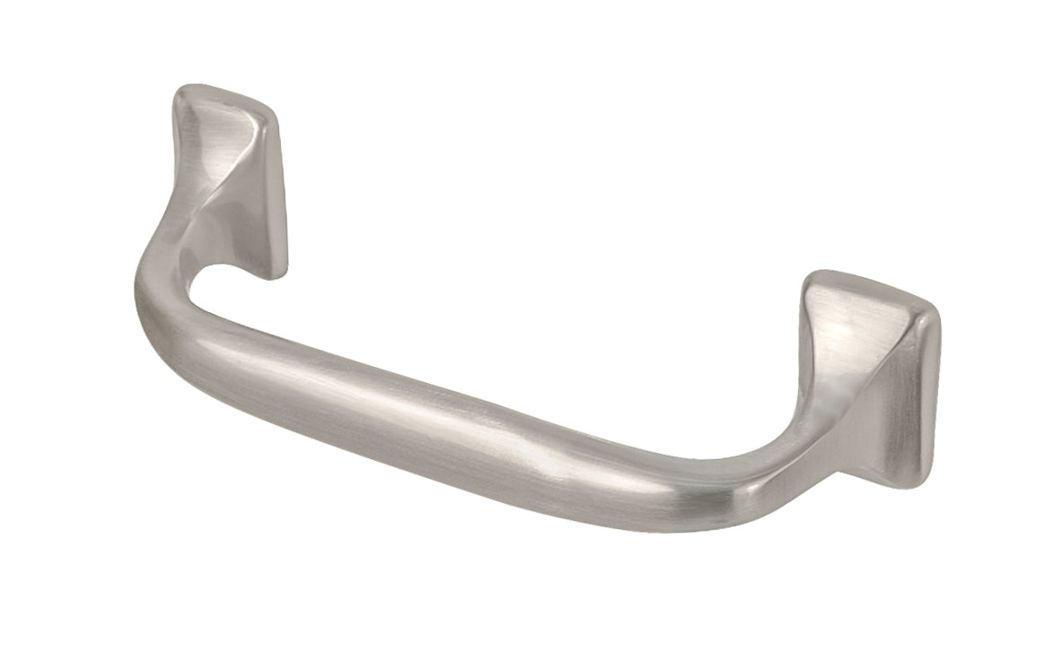 Vintage-style Hardware · A stylish & classic solid brass offset handle pull with 3-1/2" center to center holes. Excellent for use in kitchens, on drawers, file cabinets, furniture. 3-1/2" on centers. Brushed Nickel Finish.