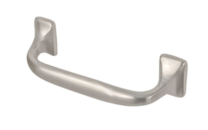 Vintage-style Hardware · A stylish & classic solid brass offset handle pull with 3-1/2" center to center holes. Excellent for use in kitchens, on drawers, file cabinets, furniture. 3-1/2" on centers. Brushed Nickel Finish.